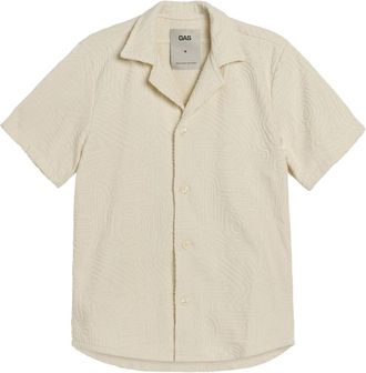 OAS Labyrint Terry Shirt - Heren - Korte mouwen Overhemden - Beige - S - Katoen - Overhemden