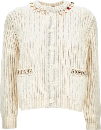 Thom Browne Swarovski Crystal Crew Neck Cardigan