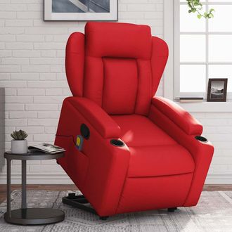 vidaXL Vidaxl - Sill&oacute;n Reclinable De Masaje De Pie Cuero Artificial Rojo