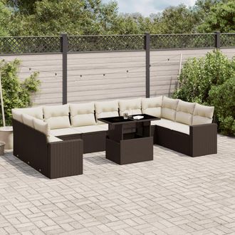vidaXL Vidaxl - Set Divani Da Giardino 11 Pz Con Cuscini Polyrattan Marrone