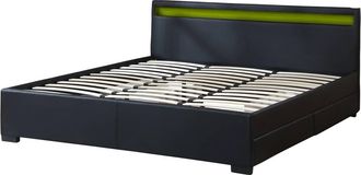 Habitat et Jardin Cama Doble nico - Led - 180 X 200 Cm - Negro