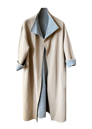 Max Mara Max Mara Beige and Grey Wool Coat Size XL