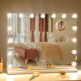 Hollywood Mirror 15 Dimmable 3 colors LED Bulbs USB Charging Port Hollywood Vanity Mirror 58x48cm
