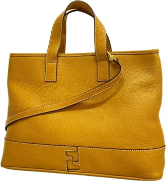 Fendi Light Brown Leather Tote Bag (Pre-Owned)