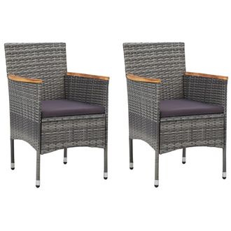 vidaXL Vidaxl - Sillas De Comedor De Jard&iacute;n 2 Unidades Rat&aacute;n Sint&eacute;tico Gris