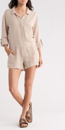 Young Fabulous & Broke Rea Frayed Short Romper in Sandstone Pigment at Nordstrom Rack, Size X-Small
