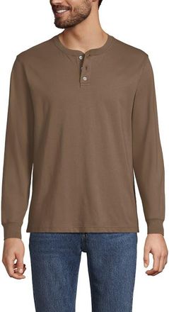 Lands End Super-T Long Sleeve Henley Shirt in Dark Jute Brown at Nordstrom, Size Xx-Large