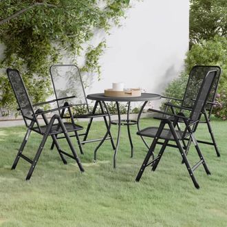 Berkfield Home 5 Piece Garden Dining Set Expanded Metal Mesh Anthracite in Black