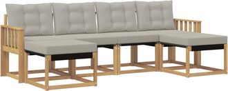 vidaXL Conjunto De Sof&aacute;s De Exterior 6 Uds. Blanco Y Gris Claro Vidaxl