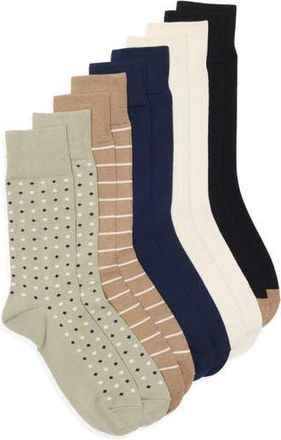 Nordstrom Rack 5-Pack Assorted Dress Socks in Green Tan Multi Dot at Nordstrom Rack, Size Regular