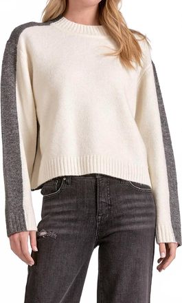 Elan Marla Color Block Sweater In Cream And Grey
