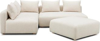 TOV Furniture Hangover Cream Heavy Textured Fabric 4-Piece Modular Chaise Sectional