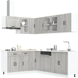 vidaXL Vidaxl - Mueble Cocina Lucca Sonoma Gris 11 Pzas Madera Contrachapada