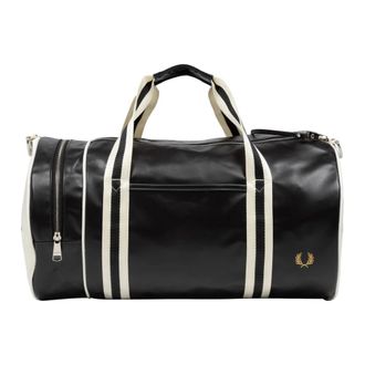 Fred Perry Barrel Gymtas met Verstelbare Schouderriem - Heren - Weekendtassen - Zwart - ONE Size - Polyester - Tassen