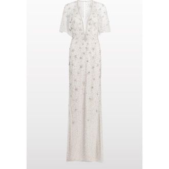 Jenny Packham Sofie Crystal-Embellished Gown in Platinum - Silver at Nordstrom, Size 14 Uk