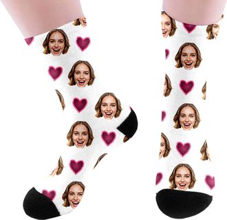 Generic Personalised Socks with Photo Fashion Funny Custom Face Socks Personalised Sock with Dog Pet and Heart Picture Unisex Print Crew Sock Valentines Day G