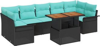 vidaXL Conjunto De Sof&aacute; De Jard&iacute;n 8 Uds. Negro Polirat&aacute;n Vidaxl