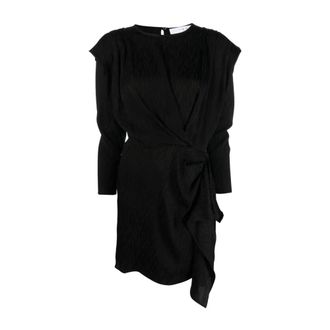 Iro Short Dresses, female, Black, Size: 2XS Black Draped Jacquard Dress