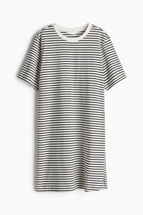 H&M MAMA T-Shirt-Kleid mit Stillfunktion - Cremefarben/Gestreift