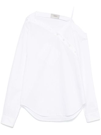 Coperni Asymmetrical White Top With Off-Center Button