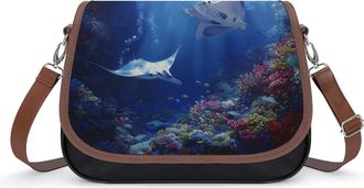 Generic Sea Stingray Print Crossbody Bags for Women Shoulder Messenger Bag Purse Handbags