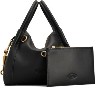 Tod's logo-stamp leather tote bag - Black