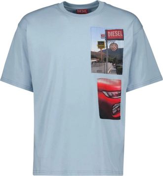 Diesel Tops, Heren, Blauw, S, Blauw Oversized T-Box-T3 T-shirt