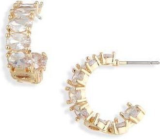 Cara Oval Cubic Zirconia Hoop Earrings in Gold at Nordstrom Rack