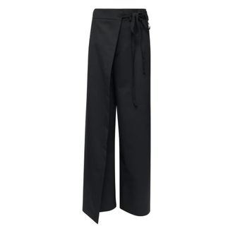 Maison Margiela Wide Trousers, female, Black, Size: 2XS Tie Detail Tailored Trousers