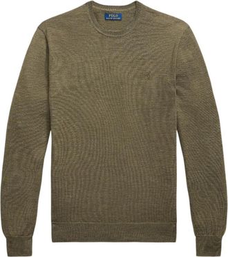 Ralph Lauren Slim Fit Wasbare Wollen Crewneck Trui - Heren - Ronde hals truien - Groen - L - Wol - Truien & Vesten