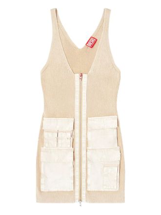 Diesel M-Gabrielle cargo-pockets ribbed mini dress - Neutrals
