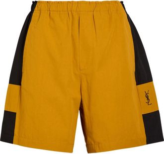 Saint Laurent Logo Panelled Cotton Shorts - Brown - 38 (UK10 / S)