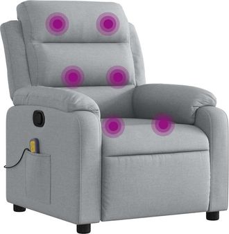 vidaXL Sill&oacute;n Reclinable De Masaje De Tela Gris Claro Vidaxl