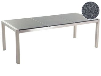 Beliani Beliani - Tavolo Da Giardino Granito Grigio Gambe Acciaio Argento 220 X 100 Cm Grosseto