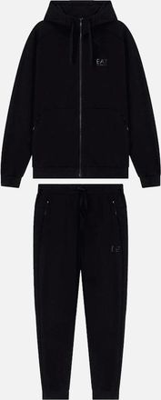 Emporio Armani Mens Ventus7 Performance Cotton Zip Hooded Black Tracksuit - Size: 42