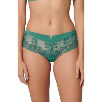 Simone P&eacute;r&egrave;le Saga Embroidered Boyshort Briefs in Garden Green at Nordstrom, Size Medium
