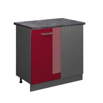 Vicco Armario De Esquina R-line, Rojo Burdeos Alto Brillo, 86 Cm, Et Antracita Vicco