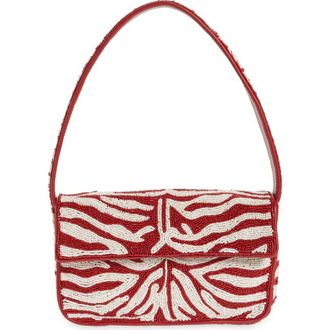Staud Tommy Beaded Shoulder Bag in Scarlet/white at Nordstrom