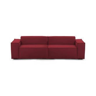 Dmora Sof&aacute; Fijo Dmelucc, Sof&aacute; Modular Lineal De 3 Plazas, 100% Made In Italy, Sof&aacute; De Sal&oacute;n Moderno En Tela., Cm 260x95h70, Rojo - Dmora