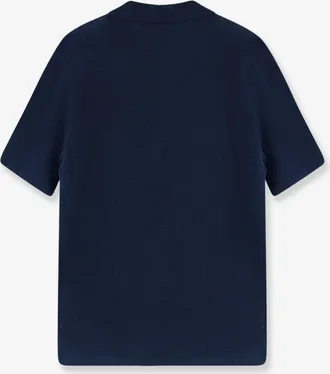 Alpha Studio Mens Polo Shirt Linen-Cotton Blue T-shirts And Polos