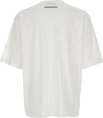 Dsquared2 Mens Crew Neck T-Shirt White Cotton T-Shirts And Polos