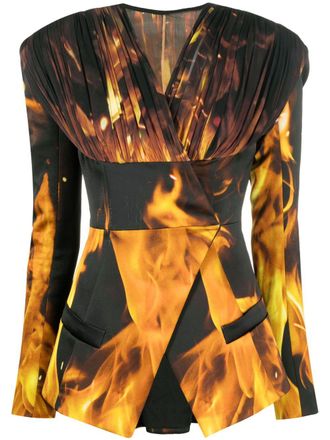 Balmain Kraagloze blazer - Zwart