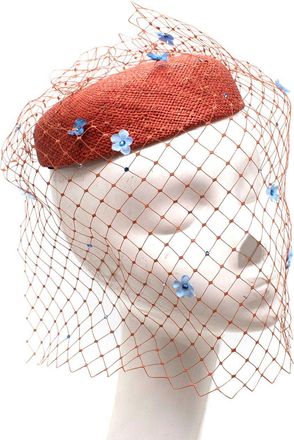 Piers Atkinson Orange Jute Pillbox with Veil