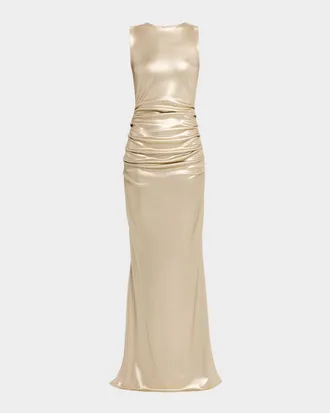La Petite Robe Di Chiara Boni Zari Splendid Metallic Jersey Gown