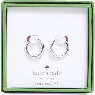 Kate Spade New York huggie hoop earrings in Clear/Silver at Nordstrom Rack