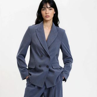 La Redoute Collections Lange oversized blazer met dubbele rijen knopen