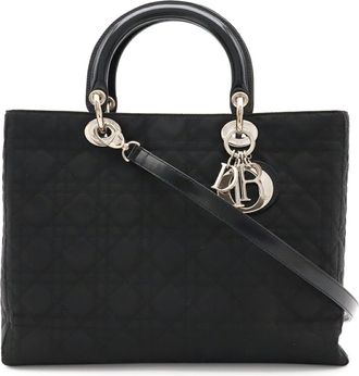 Dior Black Nylon Patent Leather Handbag Tote Bag (Pre-Owned)