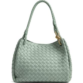 Bottega Veneta Large Andiamo Intrecciato Leather Top Handle Bag in New Sauge- Brass at Nordstrom
