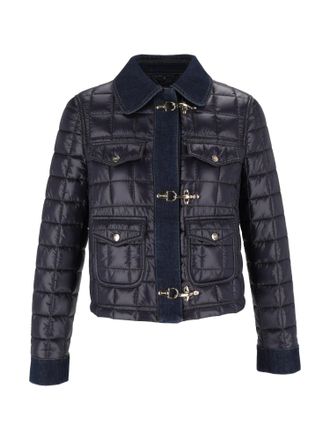 Fay Cropped Quilted Denim Jacket
