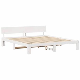 Berkfield Home Bed Frame with Headboard White 180x200 cm Solid Pine Wood